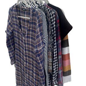 Madewell Size XS Lot 7pc Fall Clothing Sweater Tops Dress Shirt Plaid Flannel